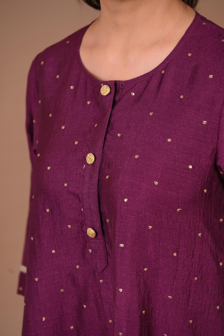 Noor | Plum silk kurta