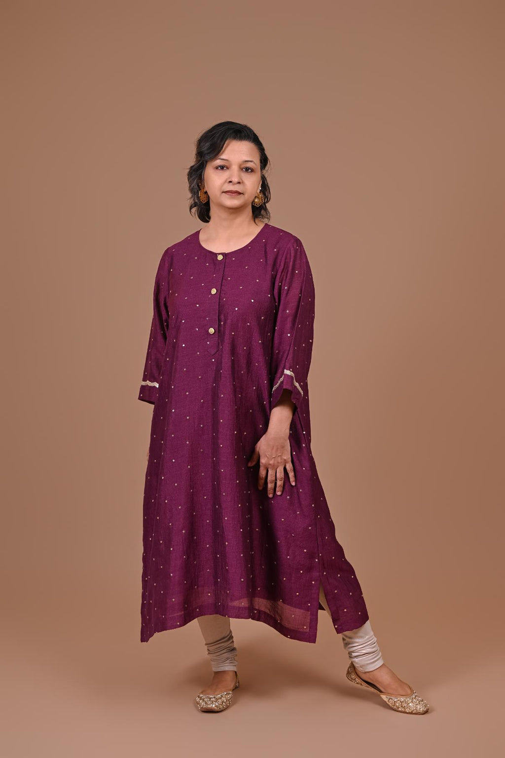 Noor | Plum silk kurta